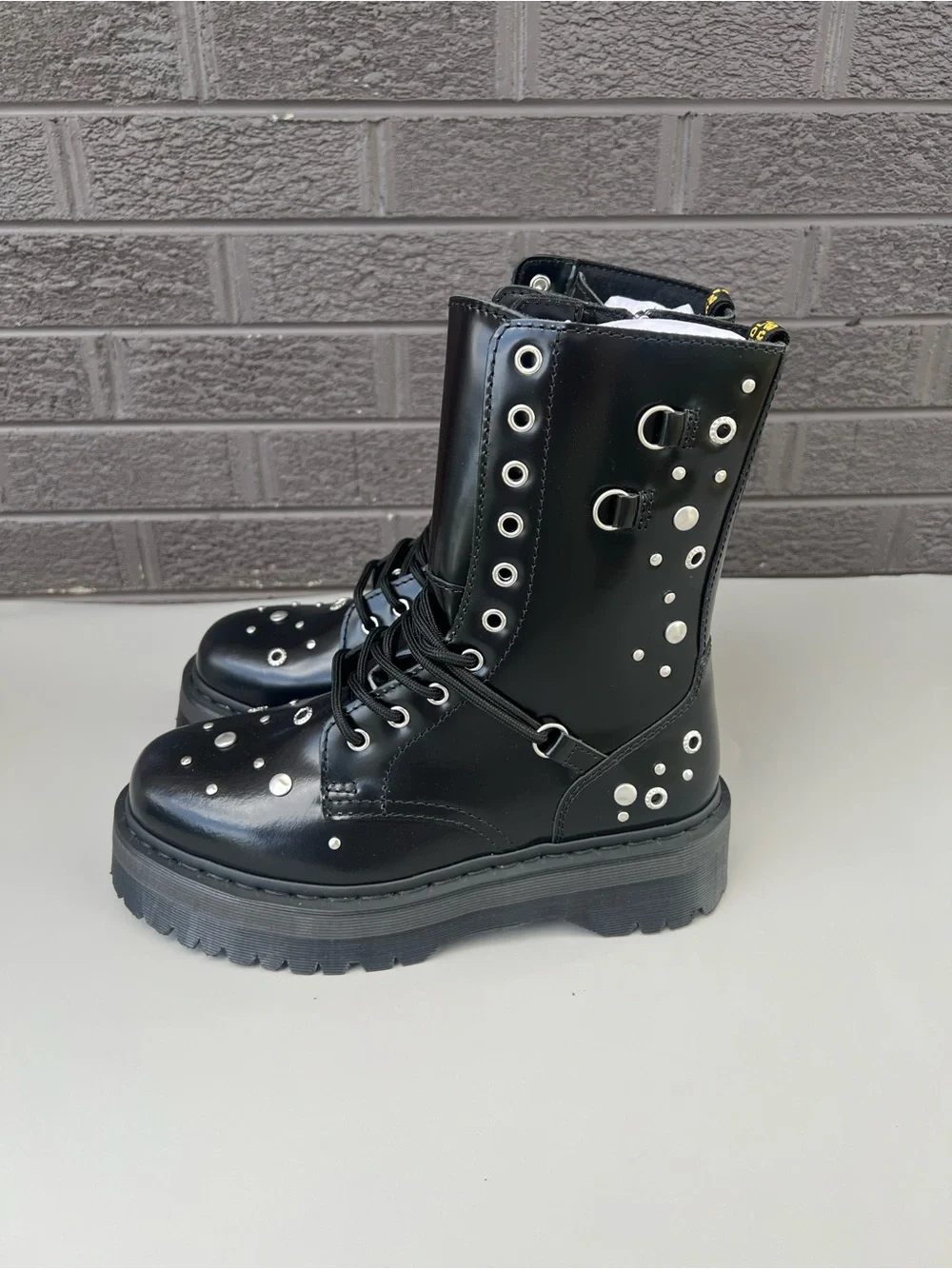 NWT Dr. Martens Jadon Hi Black Leather Platform Boots Sz Us 8M/9L - Picture 4 of 11